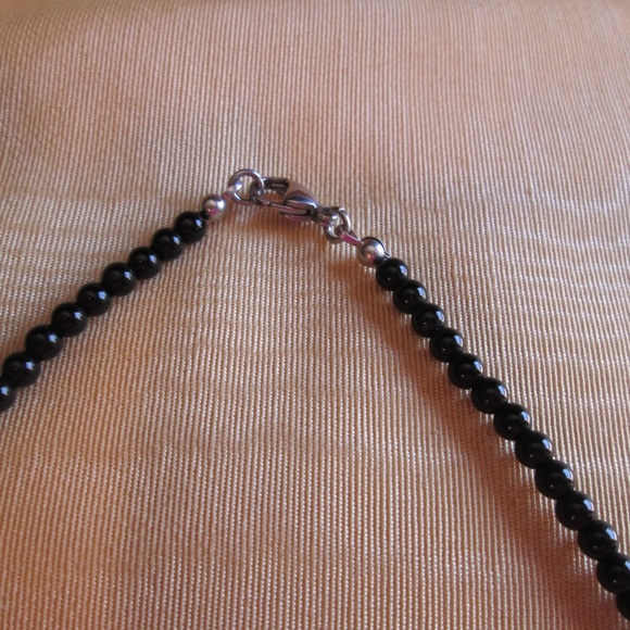 Fossil Ammonite Shell and Pearls Onyx Necklace - Picture 3 of 4